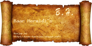 Baar Hermiás névjegykártya